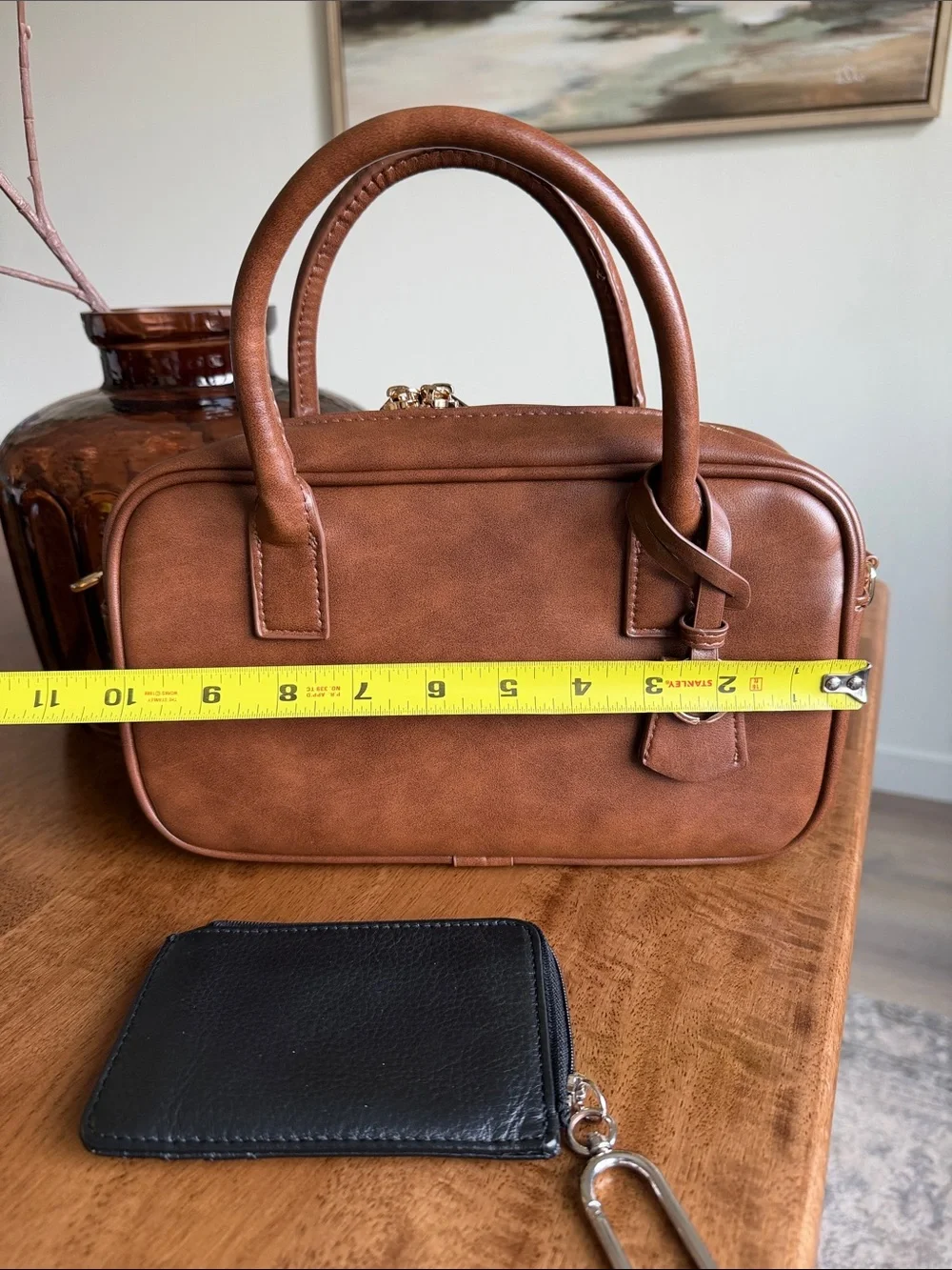 Universal Thread top handle with genuine leather card case